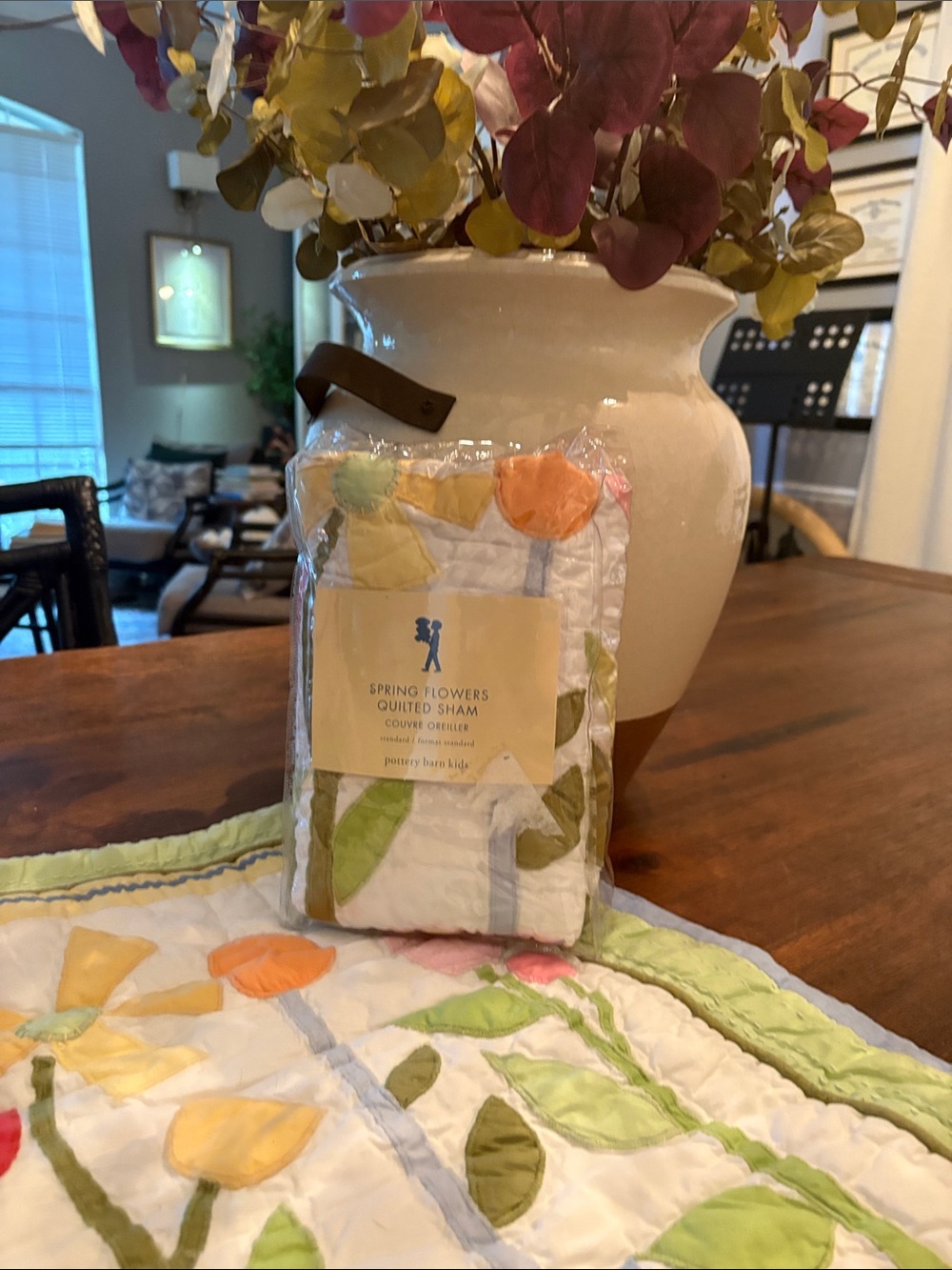 Pottery barn pillow shams - Multicolor appliquéd  spring flowers (2) NWT